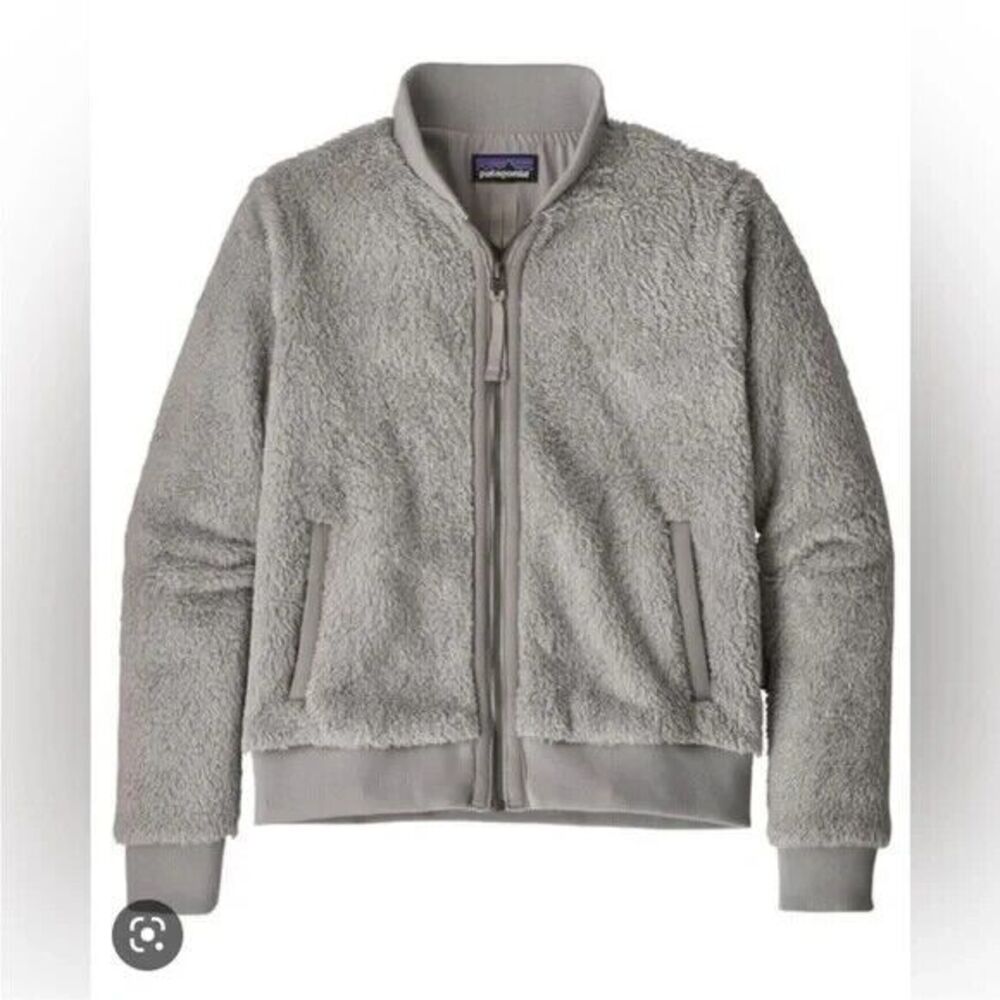 Women's Patagonia Los Gatos Gray Fuzzy Fleece Zip Up Bomber Jacket SMALL